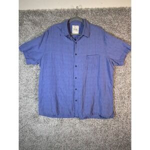 Tasso Elba Mens Button Down Shirt Sz XXL Blue Silk Linen Blend Hawaiian Vacation